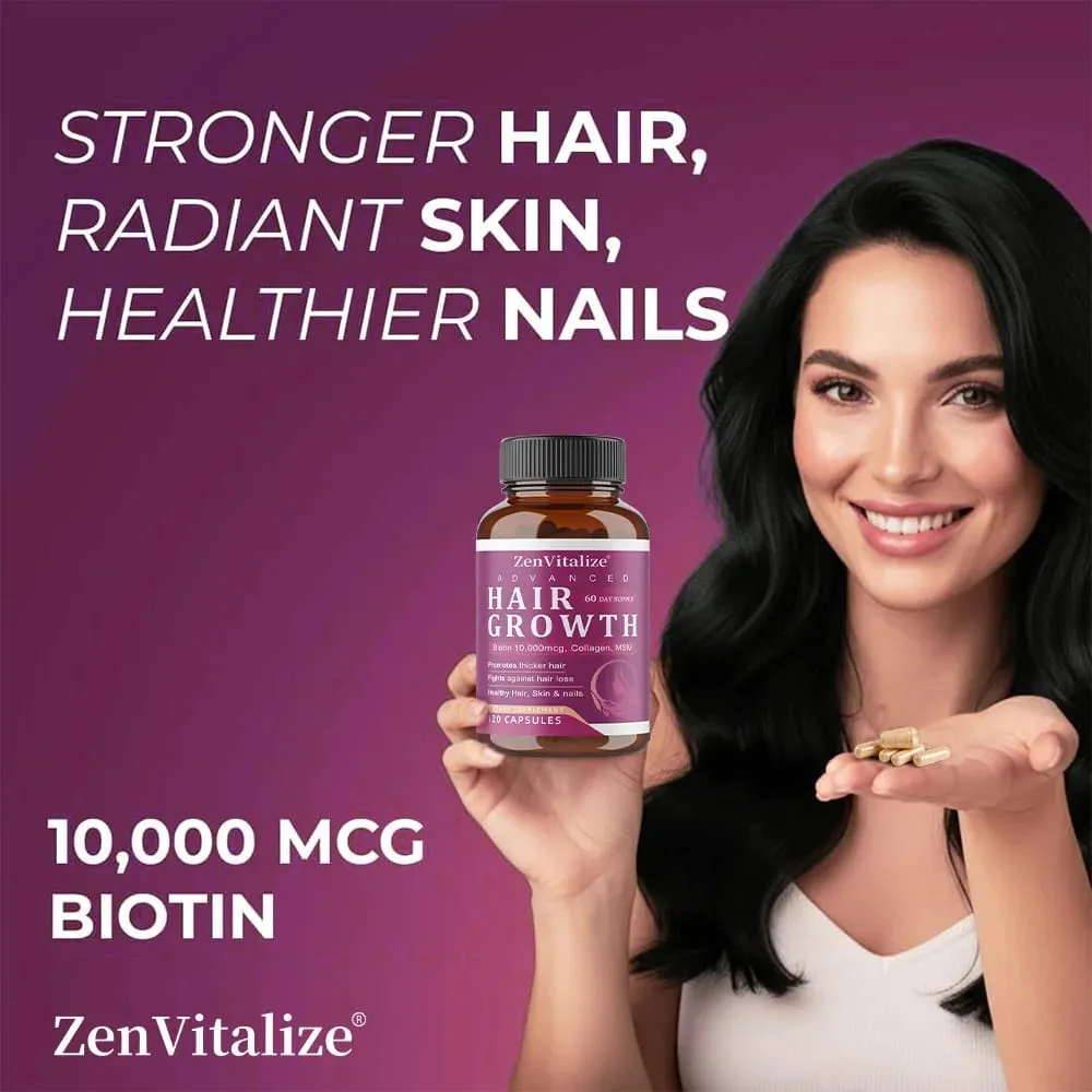 Hair Growth Vitamins for Women and Men - with Biotin & Saw Palmetto Naturally Regrow Stronger & Healthier Hair Skin and Nails