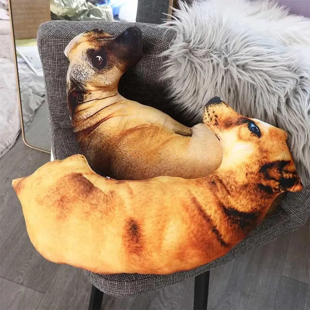 Cute 3D Lifelike Animal Throw Pillow Plush Creative Dog Pillow Soft Cushion Office