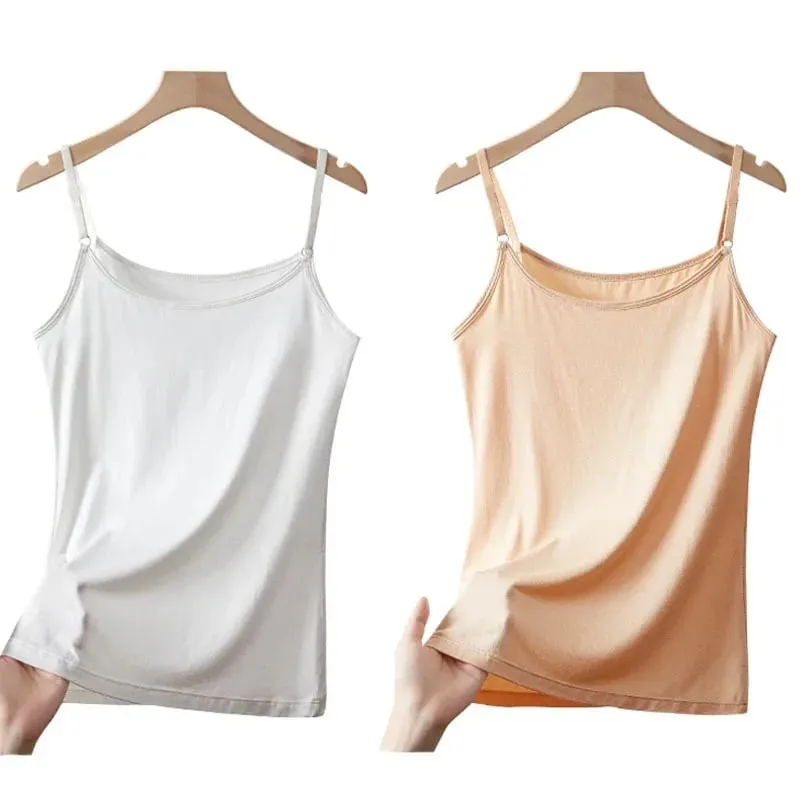 Cotton Feel Solid Sling Camisole Women Crop Top 35-75kg Sleeveless Sexy Slimming Vest Tank Base Tee Underwear Daily Staple 2026