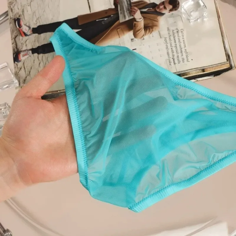 Breathable Low Waist Ice Silk Briefs Transparent Lingerie Bikini Briefs Ultra-Thin Mesh Men's Triangle Panties Summer — image 11