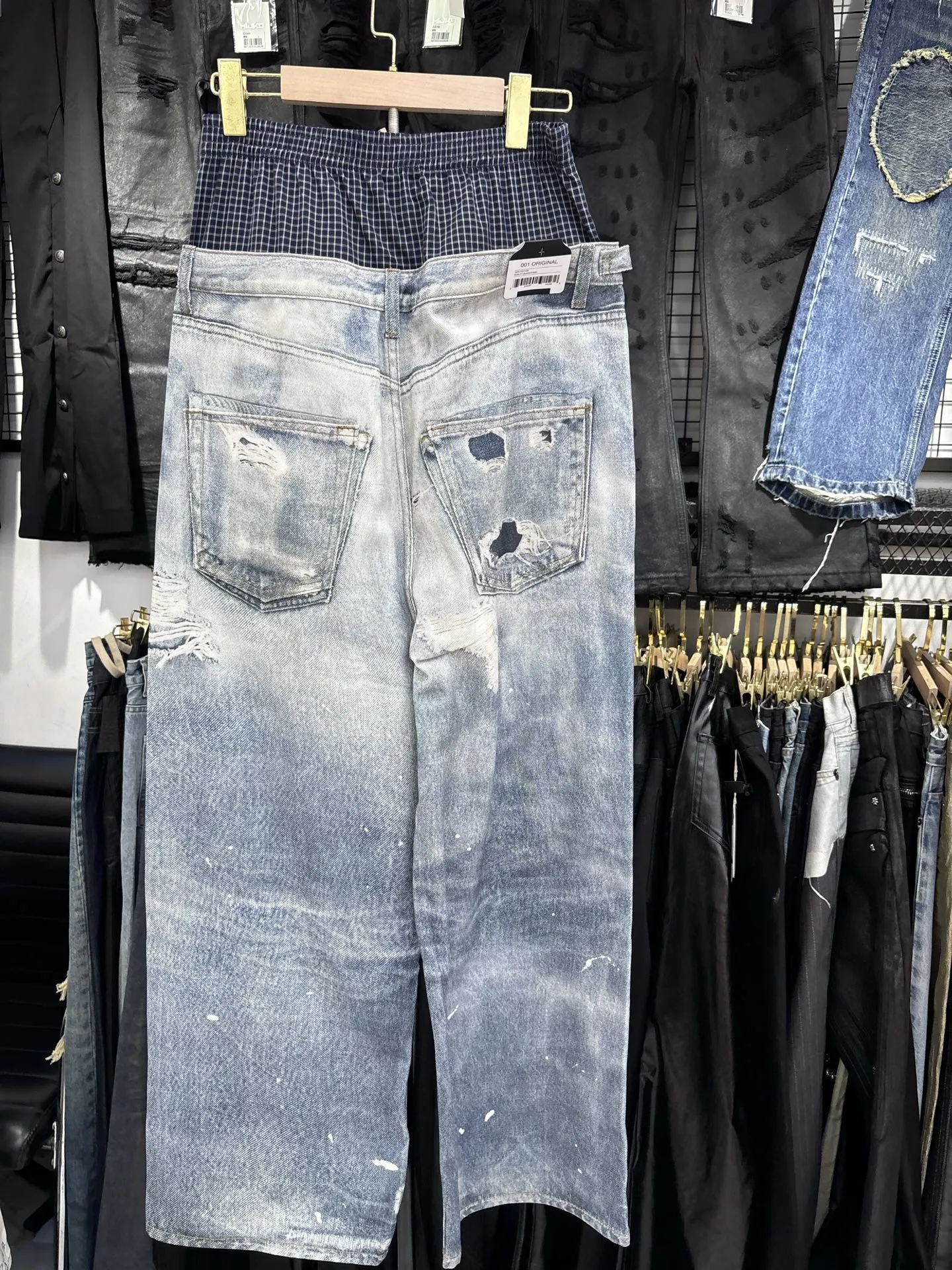 Fake Two-Piece Jean Double Waist 3D Printed Jeans ZJ164