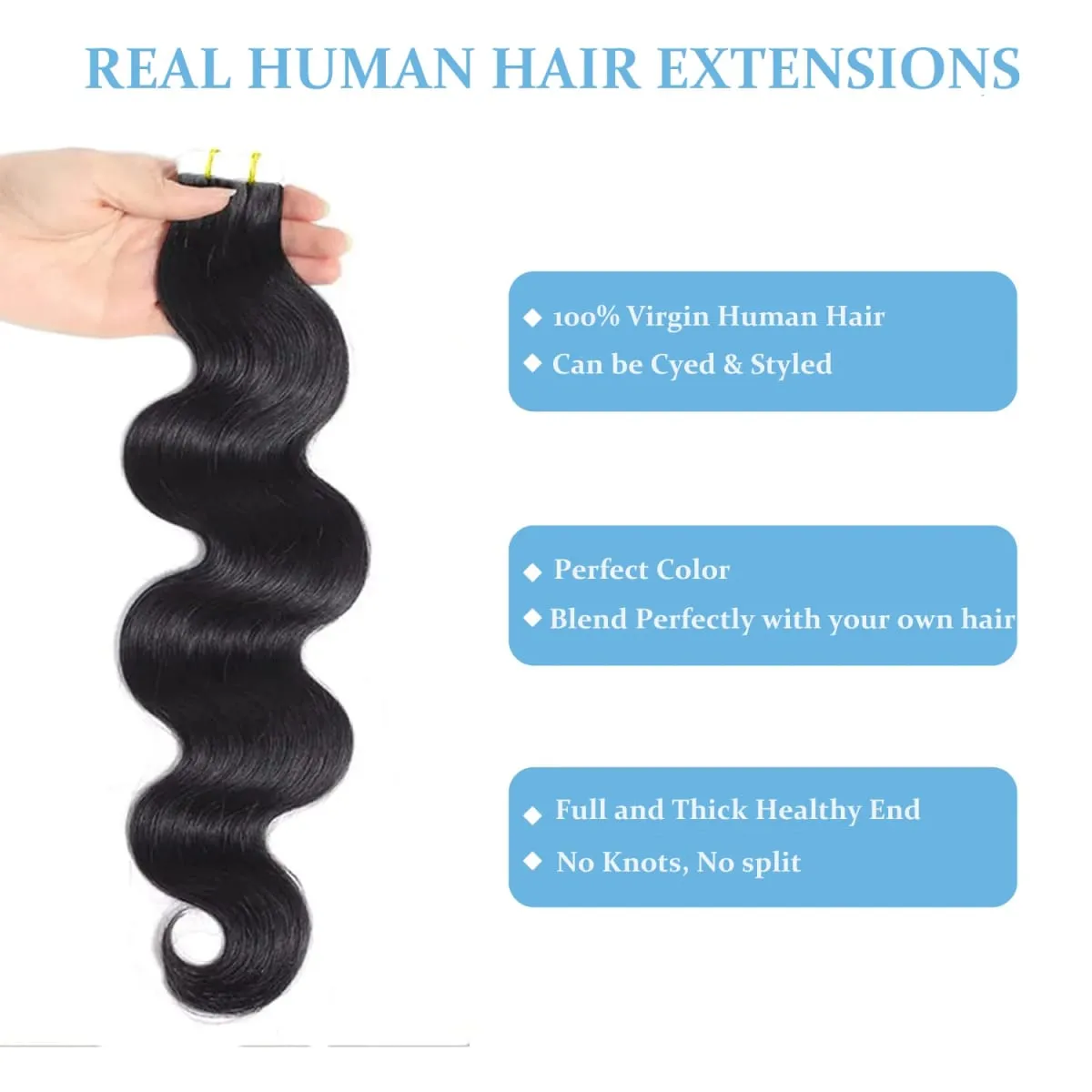 Tape In Hair Extensions Body Wave Remy Human Hair Adhesive Replaceable Seamless Skin Weft Tape 20/40pcs Hair For Women 24 Inches