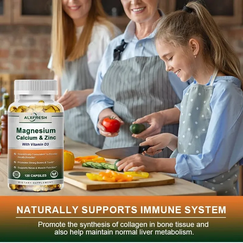 Alxfresh Calcium 1000mg Magnesium 400mg Zinc 25mg Vitamin D3 600 IU | Immune & Bone Nerve Support Health | Non-GMO | Gluten Free — image 5