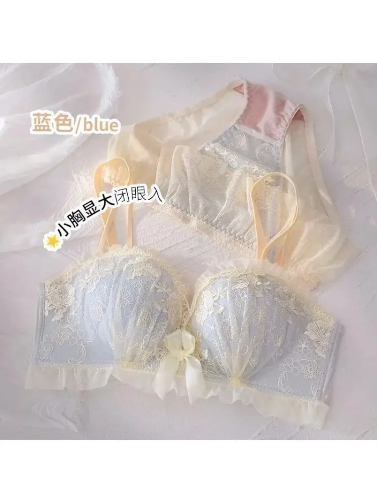 Japanese Kawaii Lace Underwear Set for Women | Sexy Push Up Bra & Panty | Small Chest Cute Lingerie | Valentine‘s Day Gift