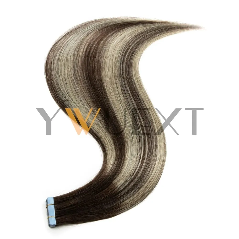 Real Human Hair Tape in Extensions 16'' 20'' Natural Straight High Light Seamless Tape Hair 20pcs On Double Sided Tape 30g/pack