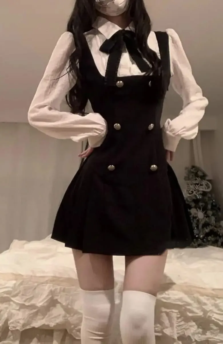 CGC Preppy สไตล์ปลอม 2 ชิ้นชุดสตรีสั้น Casual Bow Tie ญี่ปุ่น JK Lolita หญิง 2025 ฤดูร้อน Party Dresses