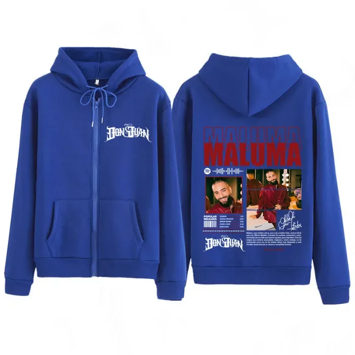 Rapper MALUMA Tour 2025 Graphic Zip Up Hoodie Men's Women Fashion Hip-hop Pullover Long-sleeved Thick Casual Zipper Sweatshirts