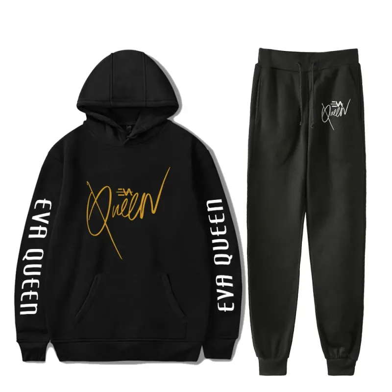 Hip Hop Comfortabel Eva Queen Print Sweatshirt Joggingbroek Pak Hoodies + Broek Pak Jongens/Meisjes 2 Delige Set Kleding