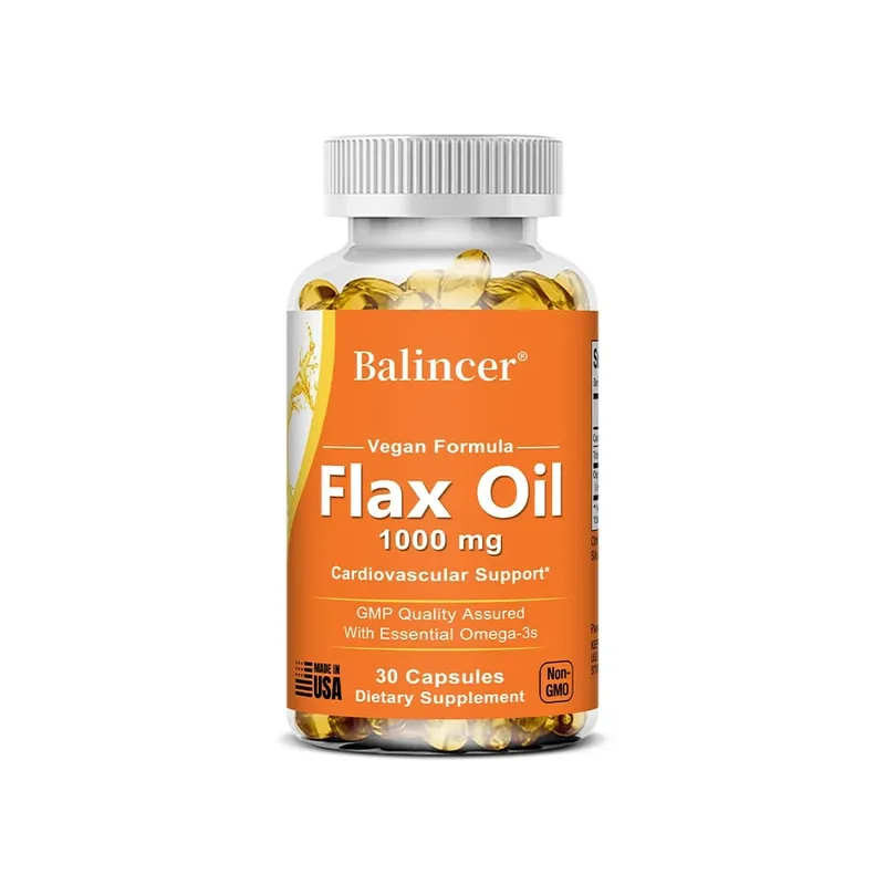 Flaxseed Oil 1000mg + Omega-3 Capsules Plant-Based Omega 3-6-9 Heart Brain Eye Joint Skin Immune & Cardiovascular Support