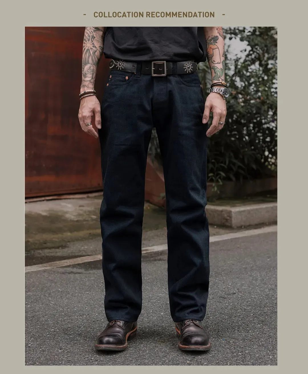 Red Tornado Midnight Blue Selvedge Jeans Men 16oz Denim Straight Fit Dark Indigo Workwear Pants