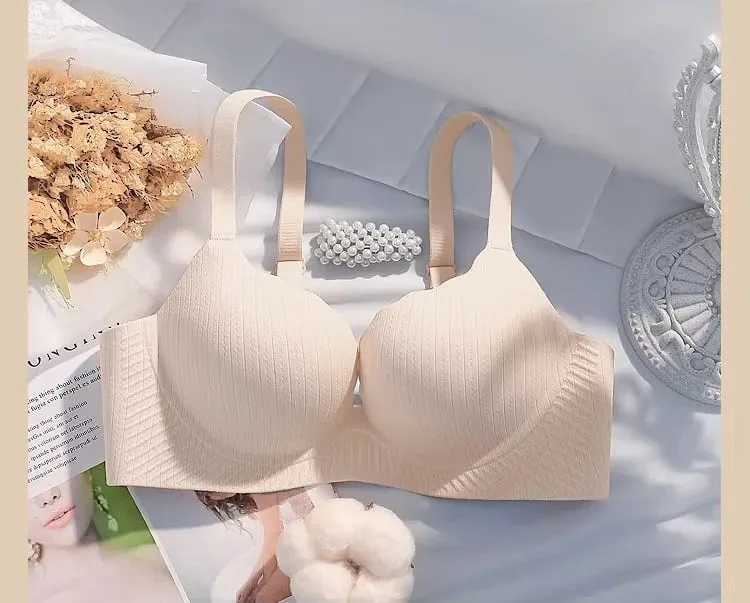 Luxury Thick Padded Wirefree Bra Set Women Seamless Solid Gathering Lingerie Comfort Push Up Support Designed for Smaller Bust