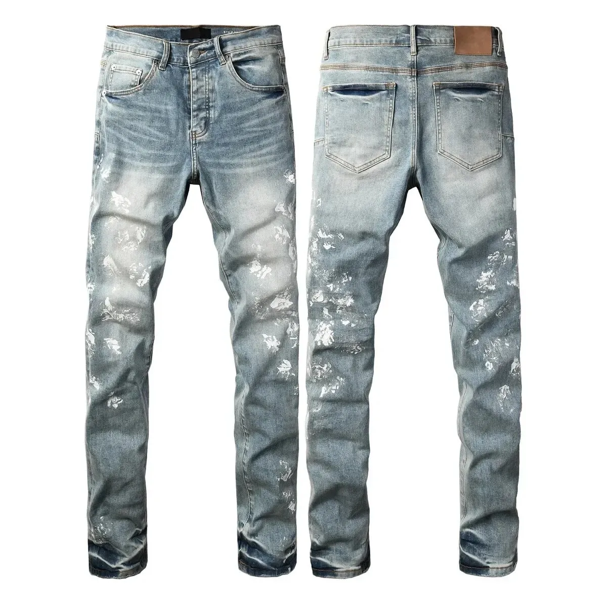 Men Jeans Fashion Americans High street Retro wash multiple styles graffiti print Low Rise Hole Patch Elastic Skinny Jeans pants