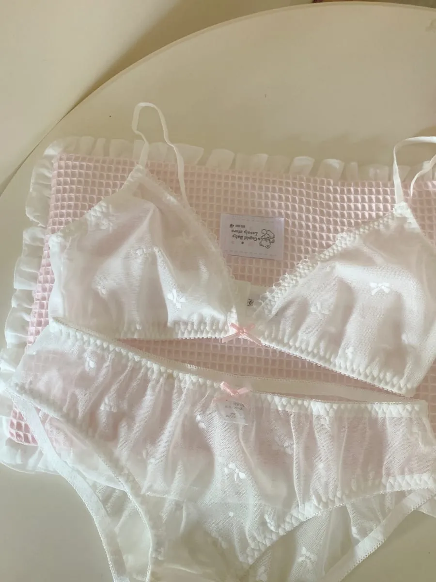 ลูกไม้รายละเอียดชุดชั้นในหวานและวัยรุ่น 100% Cotton Breathable Comfort ชุดชั้นในหน้าอกขนาดเล็กชุด Bras ฟรี