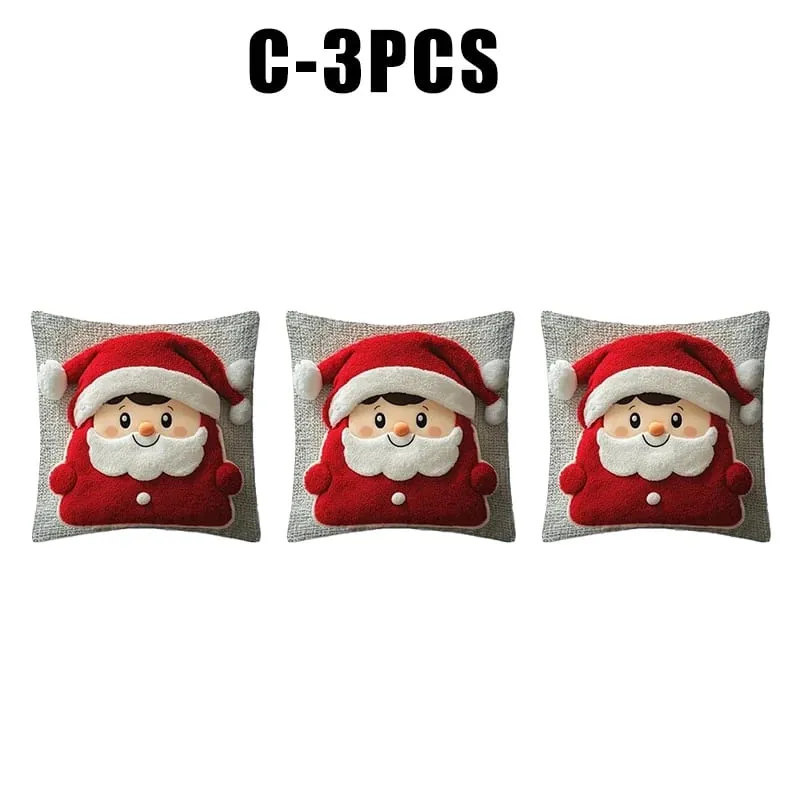 Christmas Character Cushion Cover Snowman Reindeer Digital Print on Stretch Fabric for Festive Home Decor