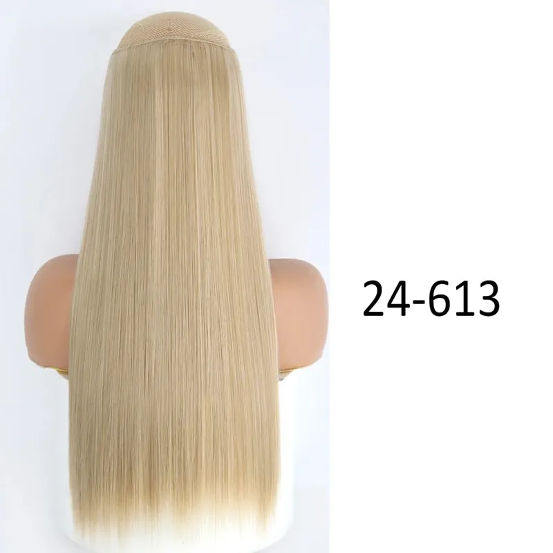 Synthetische 5 Clips in Haarverlängerungen, natürliche lange gewellte Frisuren, gefälschtes Haarteil, braun, schwarz, einteilig für Frauen