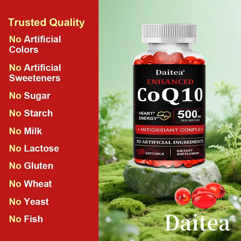 Hochabsorbierendes CoQ10 500 mg – für Herzgesundheit und Energieproduktion – verbesserte CoQ10-Nahrungsergänzungsmittel mit Coenzym Q10