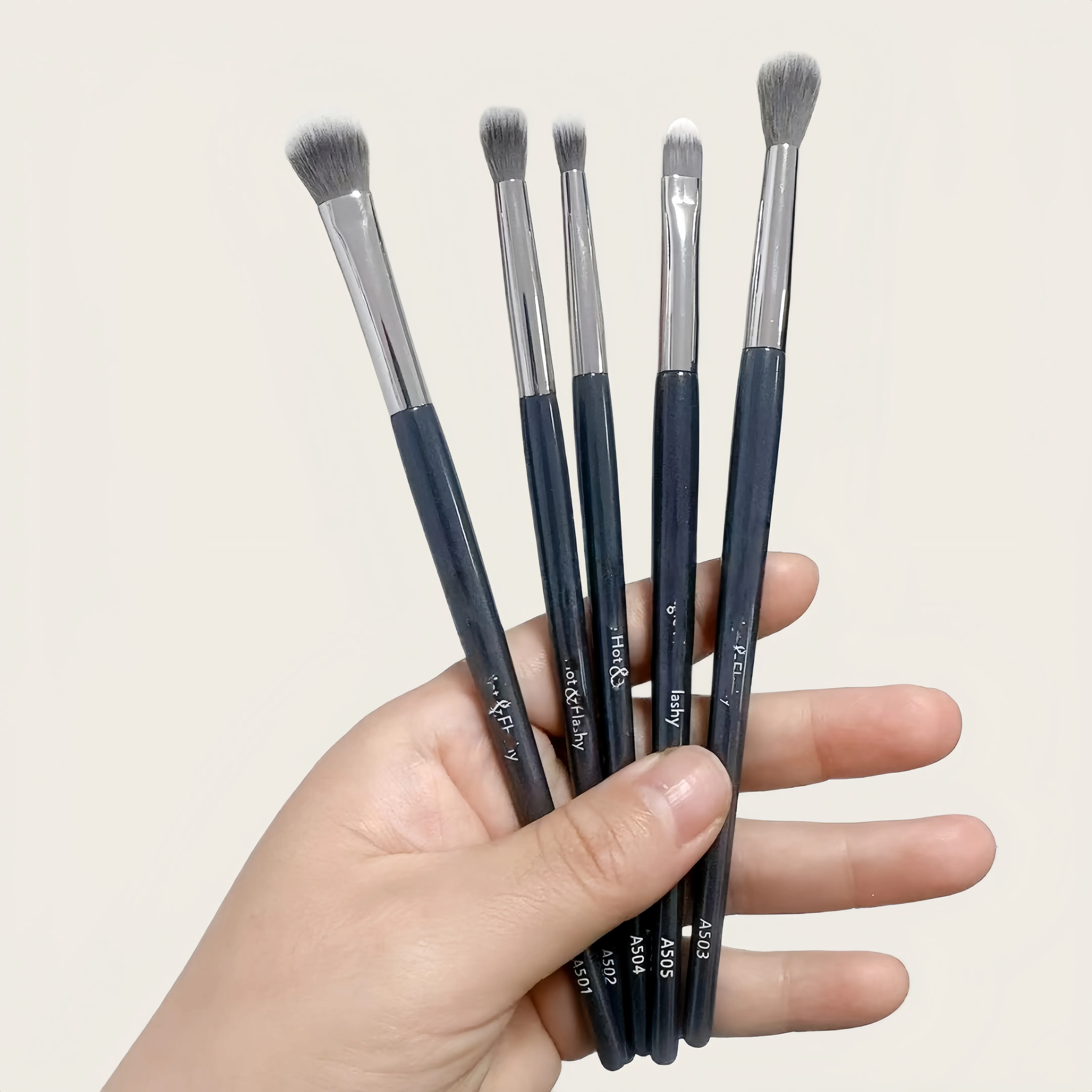 Angie Hot & Flashy Makeup Brush Set (7PC) Face Contour Cosmetics Brushes Kit for Liquid Cream Bronzer Blush Highlighter