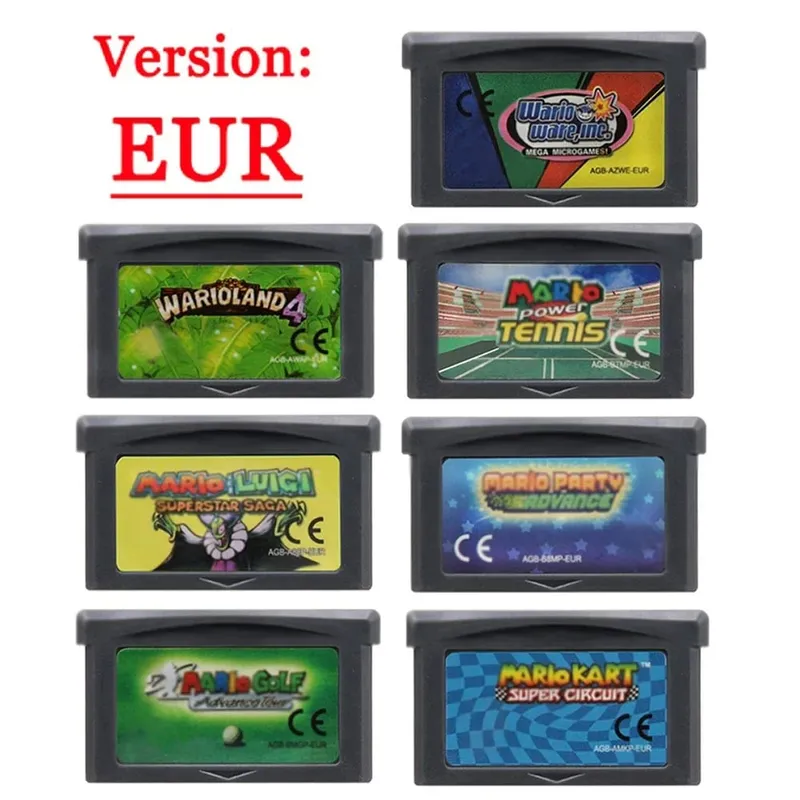 Wari0 32 Bit GBA Game Cartridge Kart Game Card Series EUR USA Version Video Game Card For GBA Portable Game Console