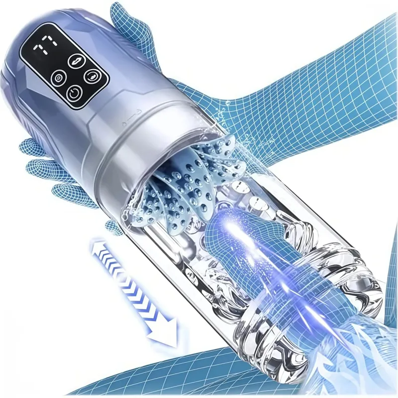 Telescopic อัตโนมัติชาย Masturbator สำเร็จความใคร่คัพอมควยเครื่องดูดพ็อกเก็ตหีสูญญากาศอวัยวะเพศชายปั๊มเพศของเล่นสำหรับผู้ชาย