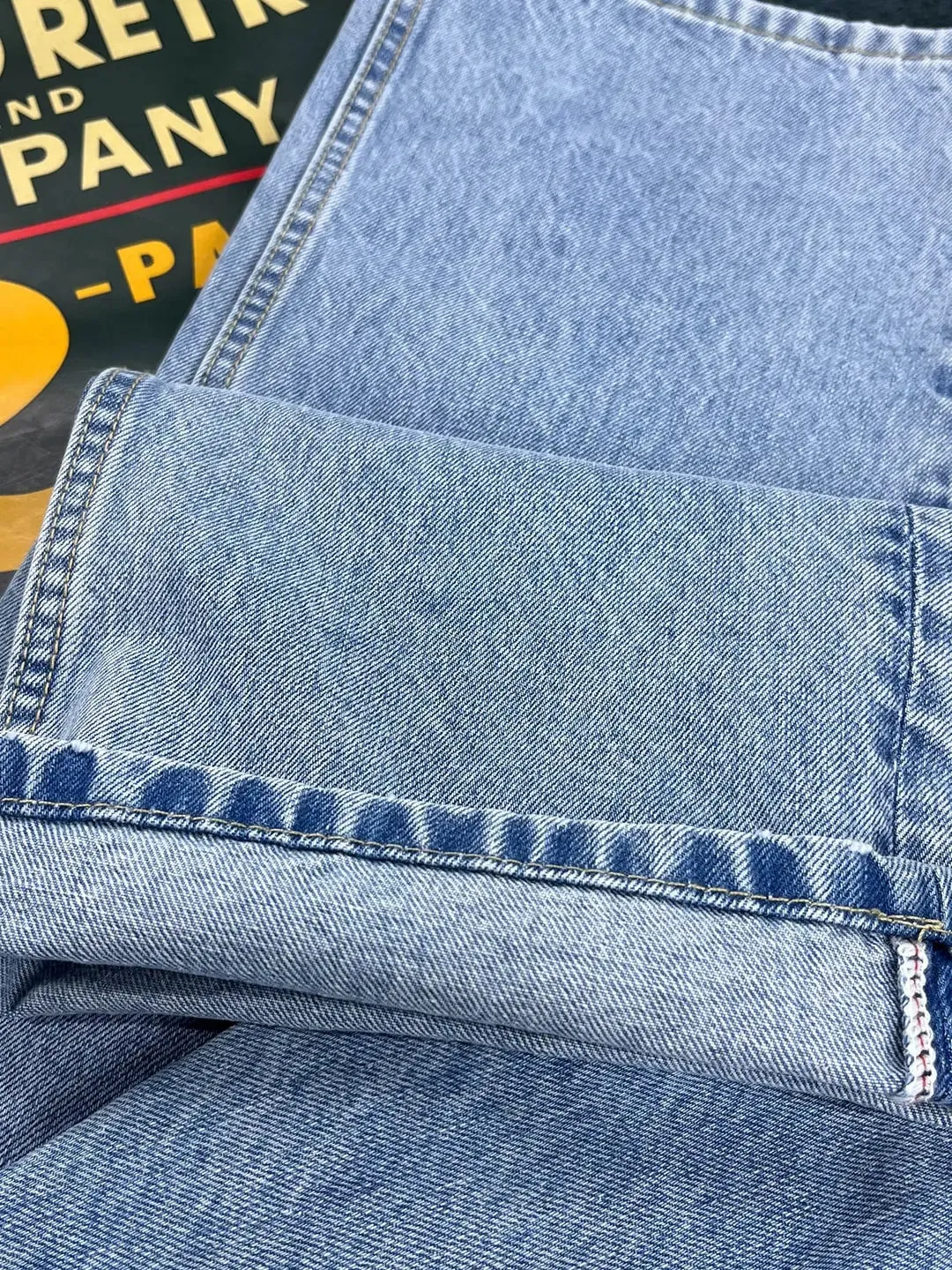 American Retro Casual Loose Straight-Leg Denim Jeans for Men 2026 Spring New 100% Cotton Washed Light Blue Workwear Pants
