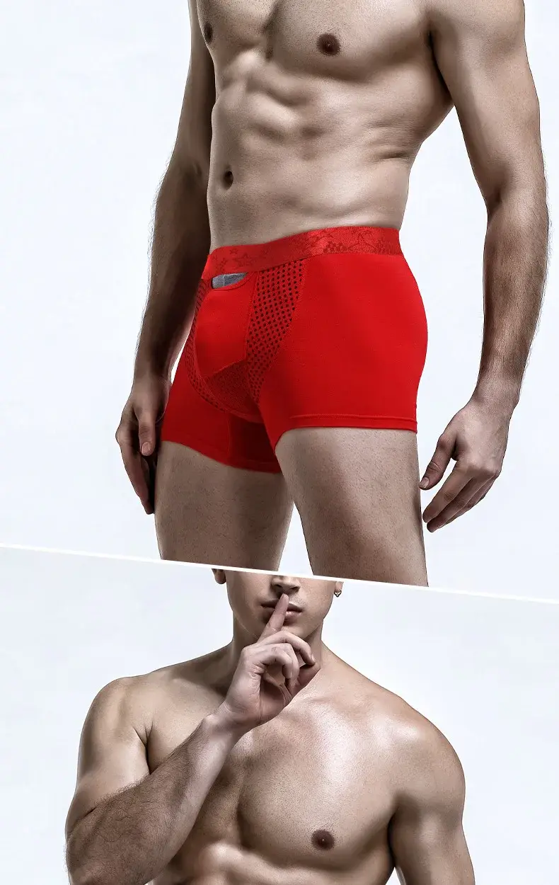 Boxershorts för män Push Up Underkläder Modal Trosa Man Andas Magnetisk Is Silk Bullet Separation Pouch Kalsonger Cueca