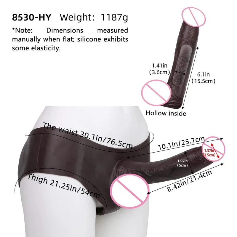 Thick Hollow Dildo Male Strap-On Huge Hollow Dildo Dick Extender Silicone Realistic Large Penis Sex Toy For Couples Sex