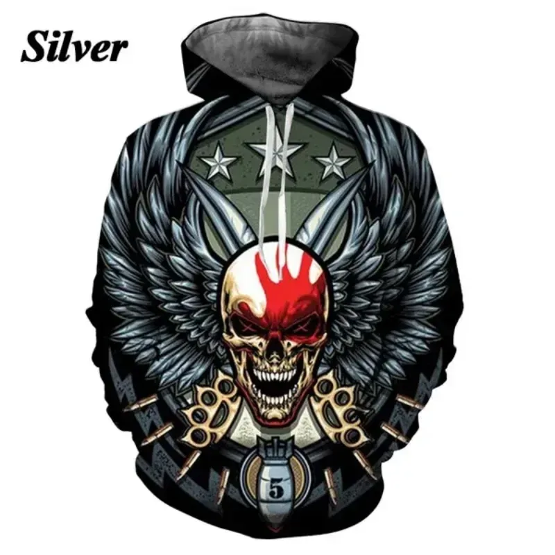 Moletom com capuz Death Punch masculino e feminino com estampa 3D casual outono e inverno hip-hop rock com capuz