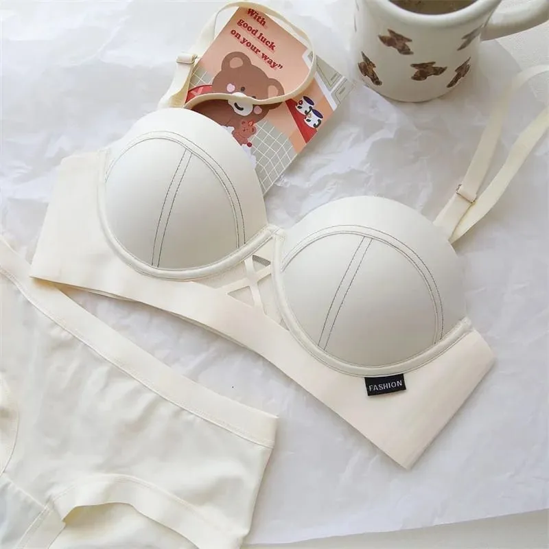 Malha preta sutiãs e calcinha para mulher push up lingerie sexy conjunto sem costura bralette mujer sem fio sutiã roupa interior lenceria para damas