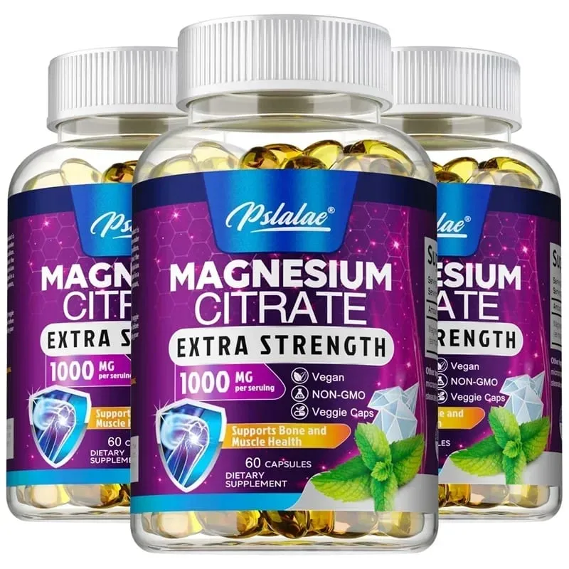 Magnesium Citrate Capsules - High Absorption Magnesium Citrate for Leg Spasms Muscle Bone and Heart Health