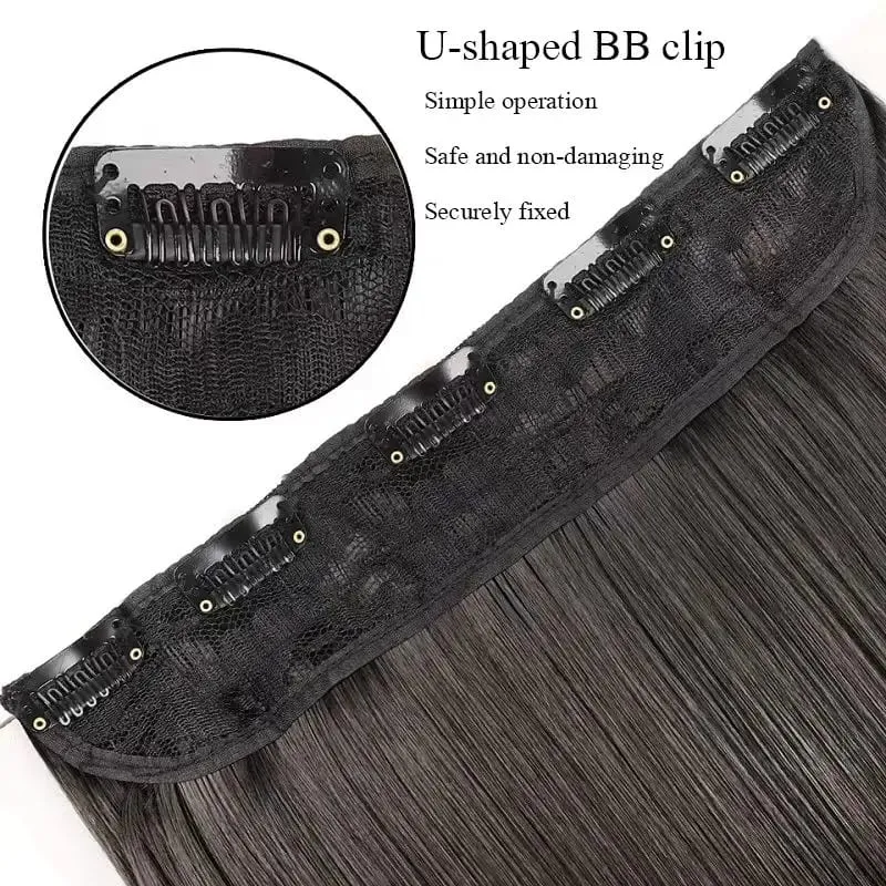 Synthetic Long Straight 5 Clip in Hair Extensions Black Brown Natueal Fake Heat Resistant Hair Piece For Women