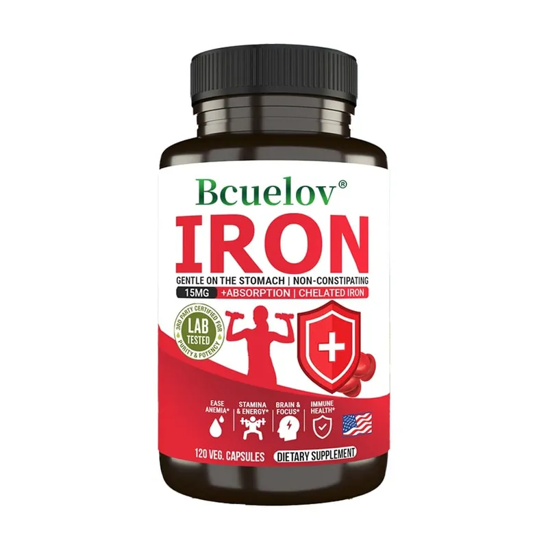 Bcuelov Iron Supplement 15 Mg Chelated Fast Absorption Gentle Non-Constipating - Anemia
