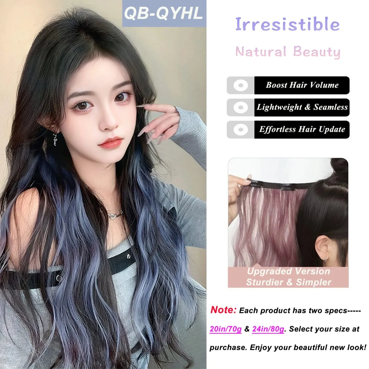 Synthetic Wavy/Straight Wigs Clip in Hair Extensions 20inches/24inches Clip On Hair Extensions for Women Hair Accessories