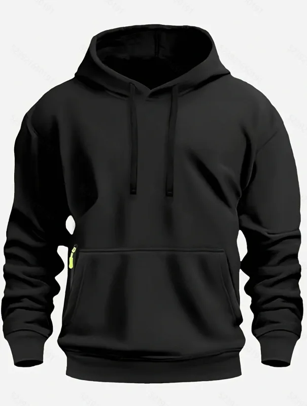 Fall/Winter New Arrival Men's Fleece Hoodie High Quality Solid Color Hooded Sweatshirt Male Fashionable Street Style Sweatshirt