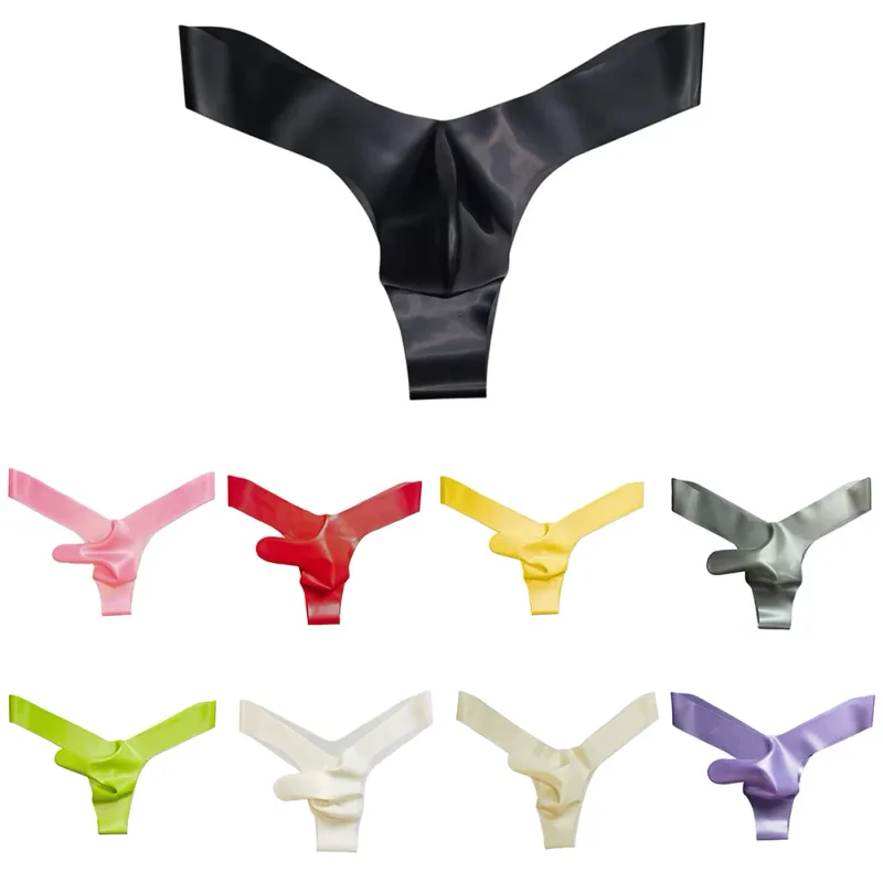Mens Latex Foam Soft G-strings Sexy Lingerie Underwear Rubber Elephant Nose Pouch Thongs Man Sheer Exotic Panties