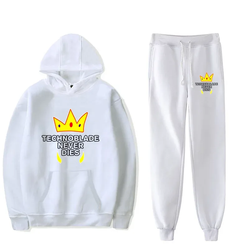 Harajuku Comfortable technoblade Print Sweatshirt Sweatpants Suit Men/Women Hoodies+ Trousers Suit Cute 2 Piece Set Clothes