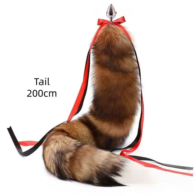 200cm Detachable Metal Butt Plug Fox Tail Cosplay Toys with Fetish Cosplay Fancy Dress Accessory for Couple BDSM Sex Flirt Prop