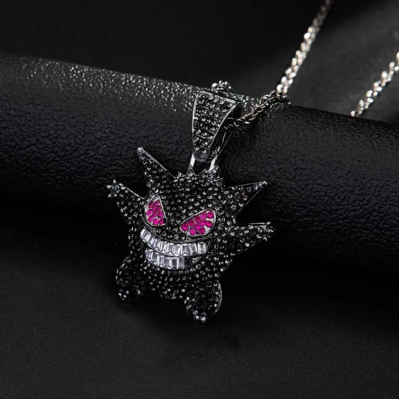 New Cartoon Pokemon Gengar Anime Figure Metal Necklace Decorative Necklace Hip Hop Necklace Jewelry Accessories Boys Gifts Toys