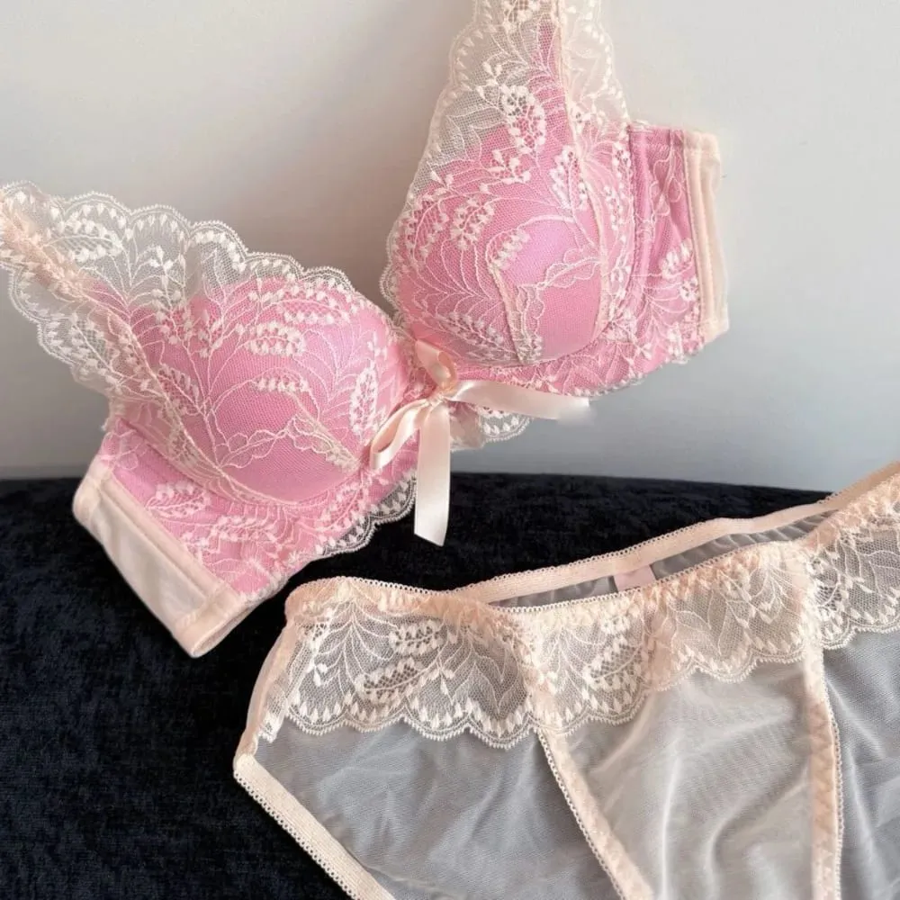 New Wireless Push Up Bra Set for Women Small Bust Gather Side Support Anti Sag Sexy Lingerie Underwear 32‑38 Bra Set
