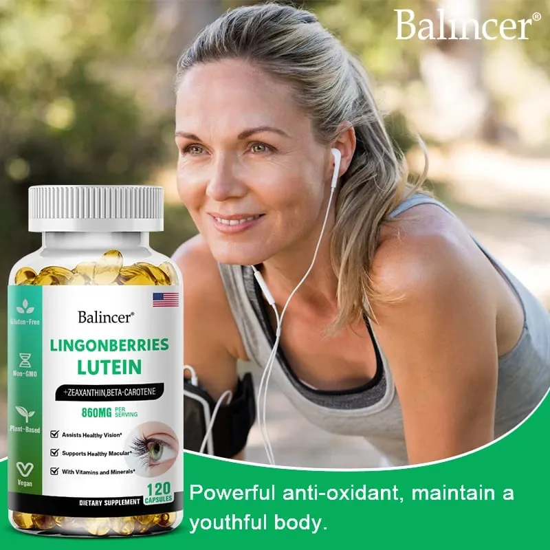 Cápsulas de luteína Balincer com suplemento dietético de vitamina zeaxantina para suporte à saúde ocular 120/60/30 cápsulas moles fáceis de engolir
