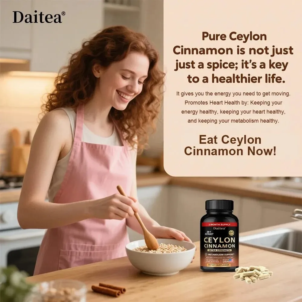 Ceylon Cinnamon Capsules - Antioxidant Promotes Heart Health and Metabolism Support The Immune System