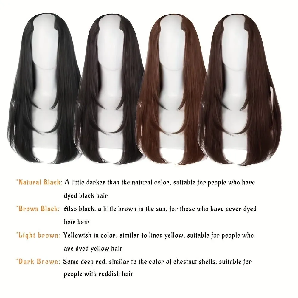 18/22/24Inch Women's Synthetic Long Hair Styling Long Hair Synthetic Wigs Layered Hair Extensions Top of the Head Increase Hair