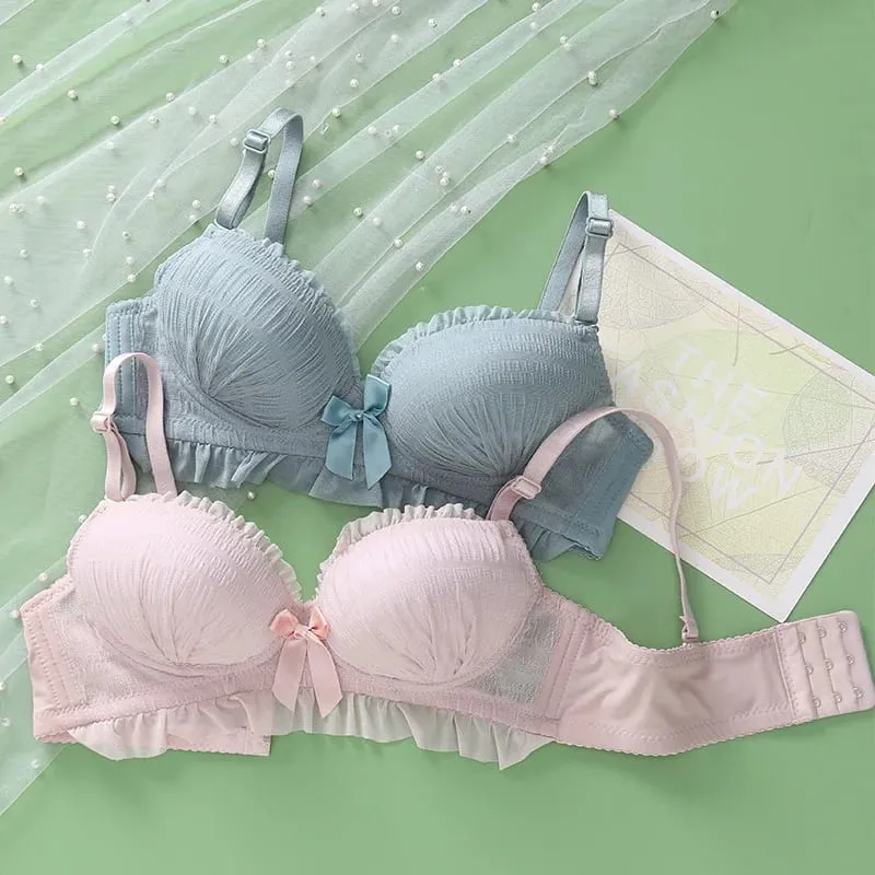 Set Bra Lembut Wanita Seluar Dalam Seksi Push Up Bralette Wanita Seluar Dalam Lancar Kecergasan Pakaian Dalam Yang Baik Set Bra Pakaian Renda Atasan comel