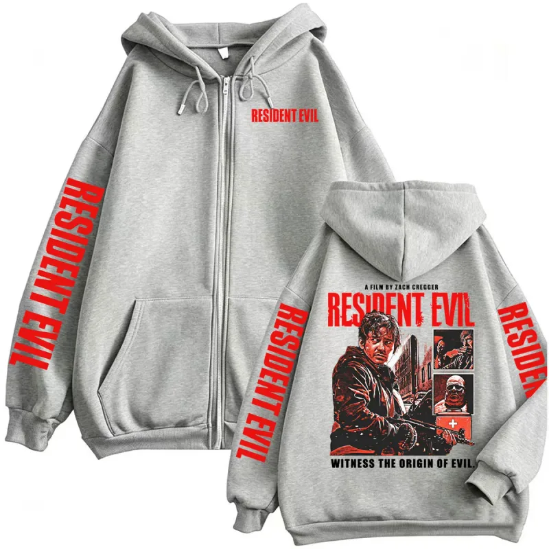 Limited Resident Evil Horror Film Zipper Hoodies Men Women Fashion High Street Jacket Sweatshirt Coats Cozy Fleece Zip Up Hoodie