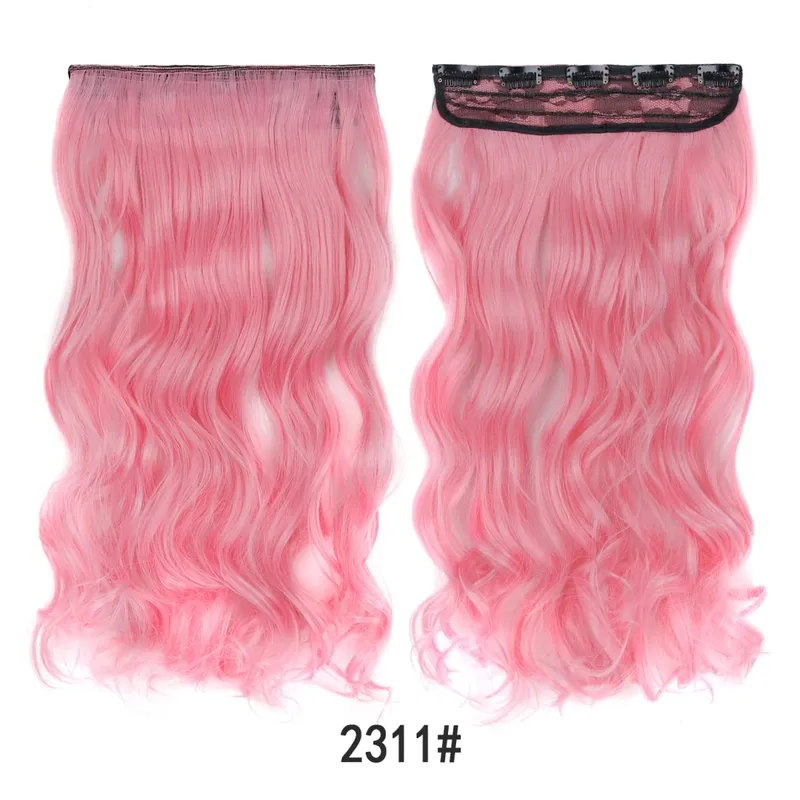 Jeedou Colorful Wavy Hair Clip in Hair Extensions One Piece 5 Clips Synthetic Red Blue Women's Hairpieces