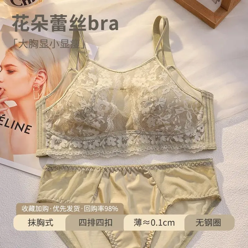 French Style Lace Strapless Bra Women Large Breast Minimizer Slimmer Sexy Beautiful Back Intimates Lingerie Size 34-44 M-XXXXL