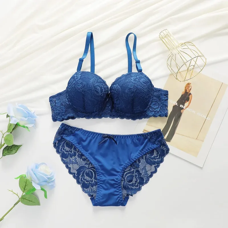 2-piece Sexy Multi-color Lingerie Set For Women's Gathering Push Up Underwear For Women's Flower Underwear