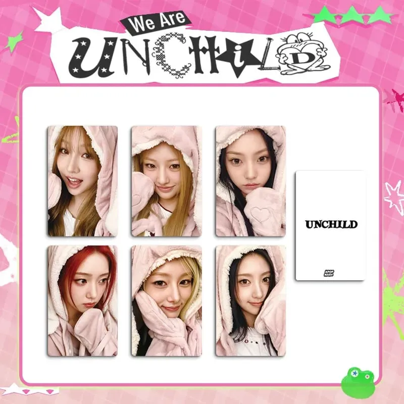 K-pop UNCHILD 6pcs/set New Album "UNCHILD" Pajama Card Nameplate Card Postcard Collectible Card Photo Card Yeeun Heikie Ako