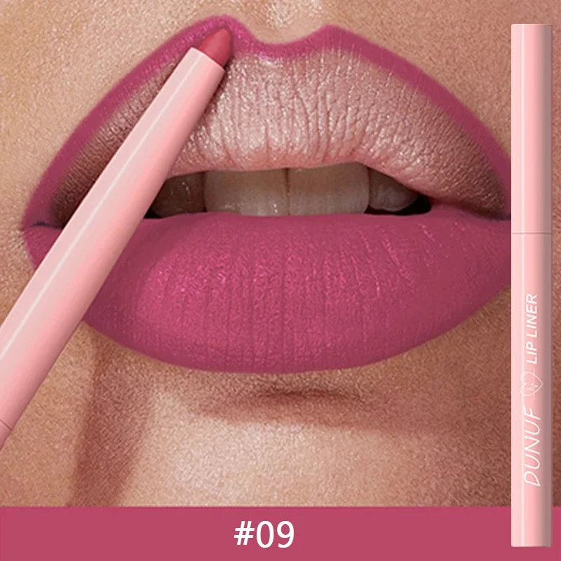 Lápiz Delineador de labios rojo mate, 12 colores, resistente al agua, antiadherente, lápiz labial delgado, maquillaje, delineador de labios rosa desnudo, contorno de labios