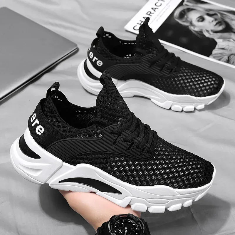 Letní Pánské Boty pro volný čas Prodyšná síťovina Pánské vycházkové boty Lehké Tenisky na běhání Měkké Pár Jogging Tenis Sportovní boty