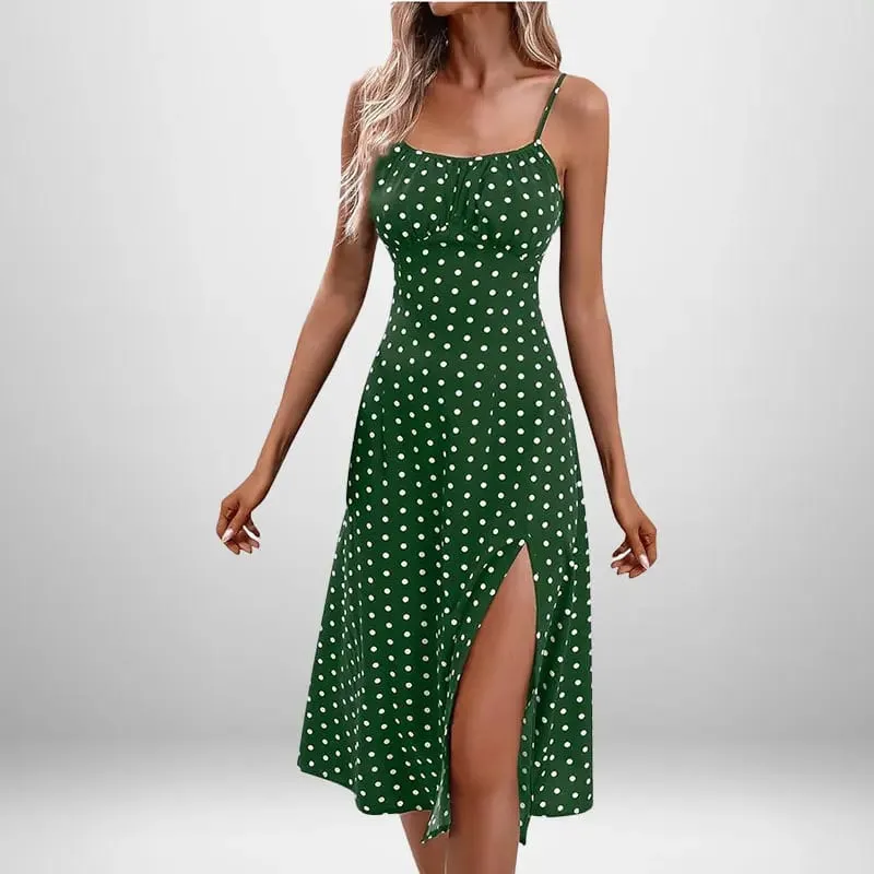 Women Elegant Floral Beach Vacation Streetwear Sexy Low Cut Beach Party Slim Slit Dress Chic Bodycon Lady Sleeveless Vestidos